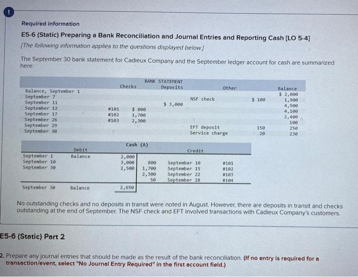  Need parts A - E Required information E5-6 (Static) Preparing a