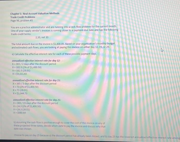  Chapter 5: Real Account Valuation Methods Trade Credit Problems Page 96,