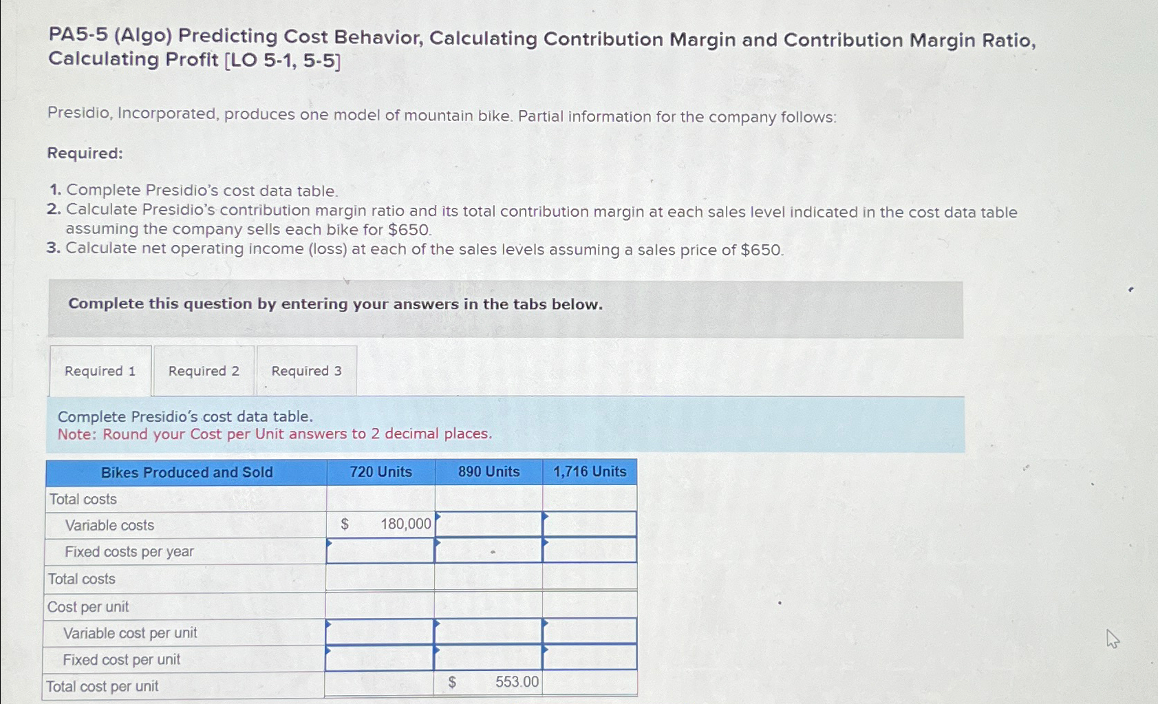  PA5-5(Algo) Predicting Cost Behavior, Calculating Contribution Margin and Contribution Margin Ratio,