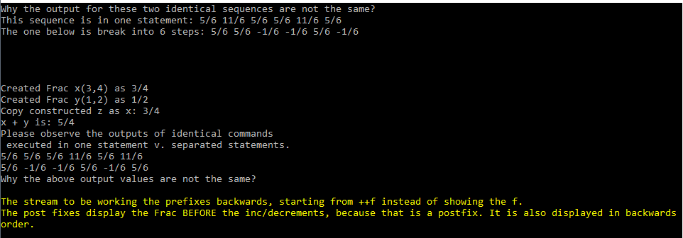Frac; ostream &operator > (istream &, Frac &); class Frac { private: