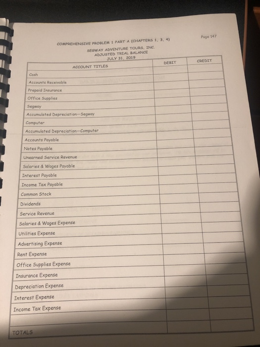 Segway Adventure Tours, Inc. ACCT # ACCOUNT TITLE ACCT # ACCOUNT TITLE