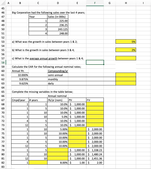 How to solve in excel? A B D E UL G H