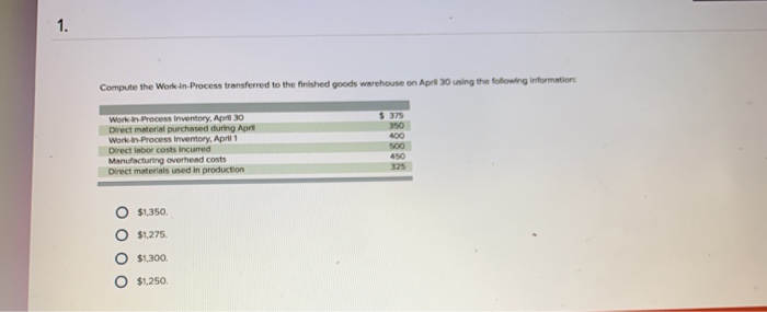 October Theb e in the Fished Goods month was 554.000. The cost