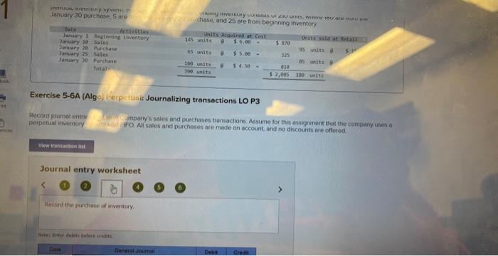 iported the following January purchases and sales data for its only product.