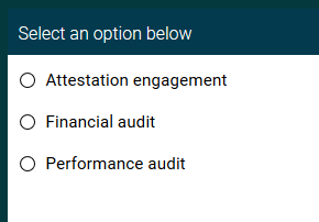 categorized as a financial audit, an attestation engagement, or a performance audit