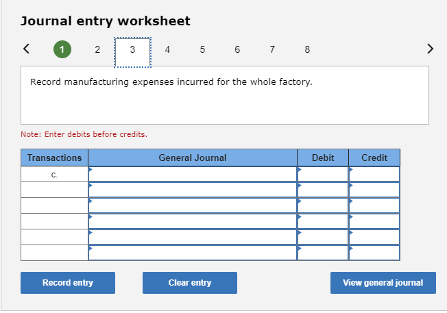 Blending Department. Note: Enter debits before credits. General Journal Debit Credit Transactions