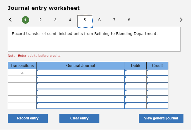 for the whole factory. Note: Enter debits before credits. Transactions General Journal