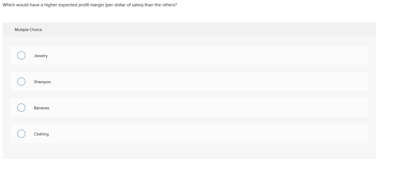 Which would have a higher expected profit margin (per dollar of