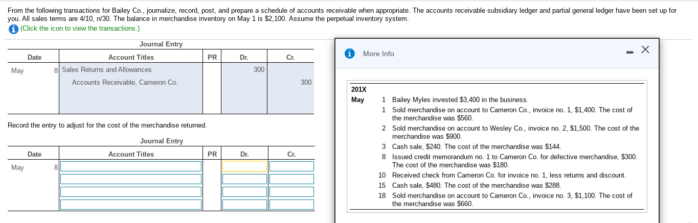 prepare a schedule of accounts receivable when appropriate. The accounts receivable subsidiary