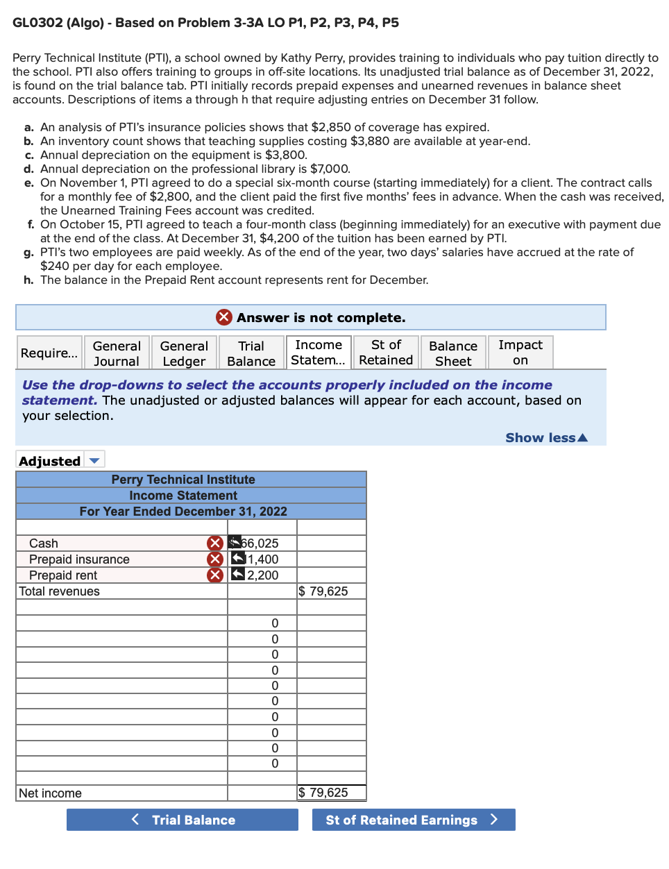 GL0302 (Algo) - Based on Problem 3-3A LO P1, P2, P3,