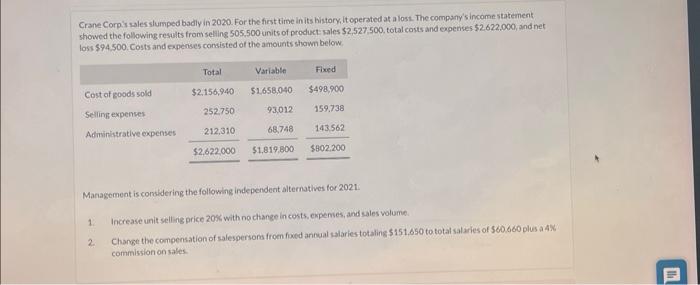 action. Contribution margin for al ternative 1 Contribution margin for alternative 2