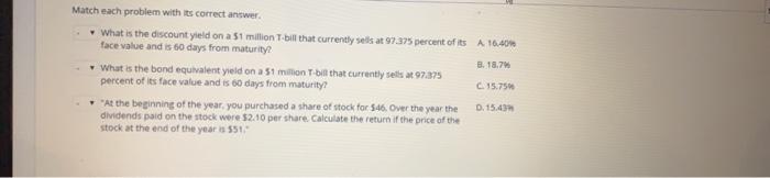 kindly answer asap. Match each problem with its correct answer What is