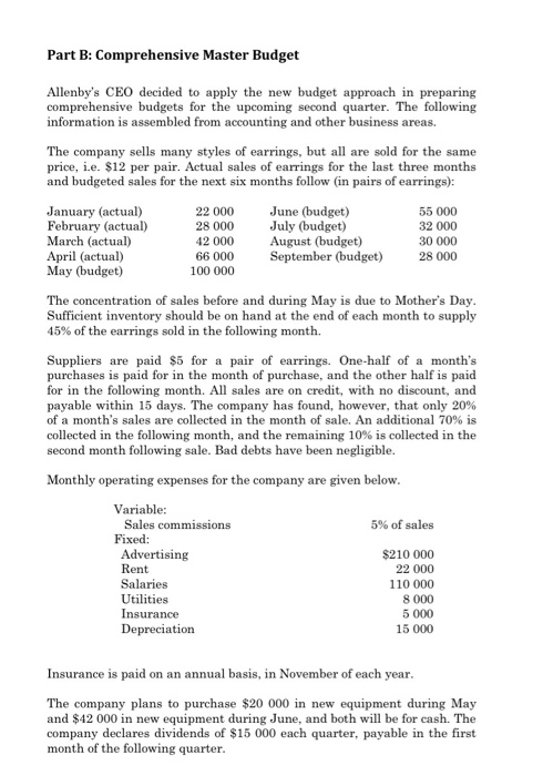  especially for 567 the most important Part B: Comprehensive Master Budget