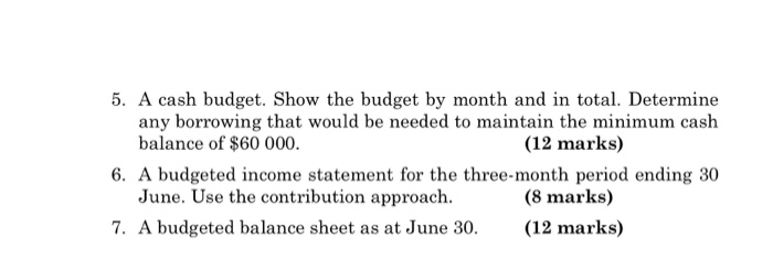 budgets for the upcoming second quarter. The following information is assembled from