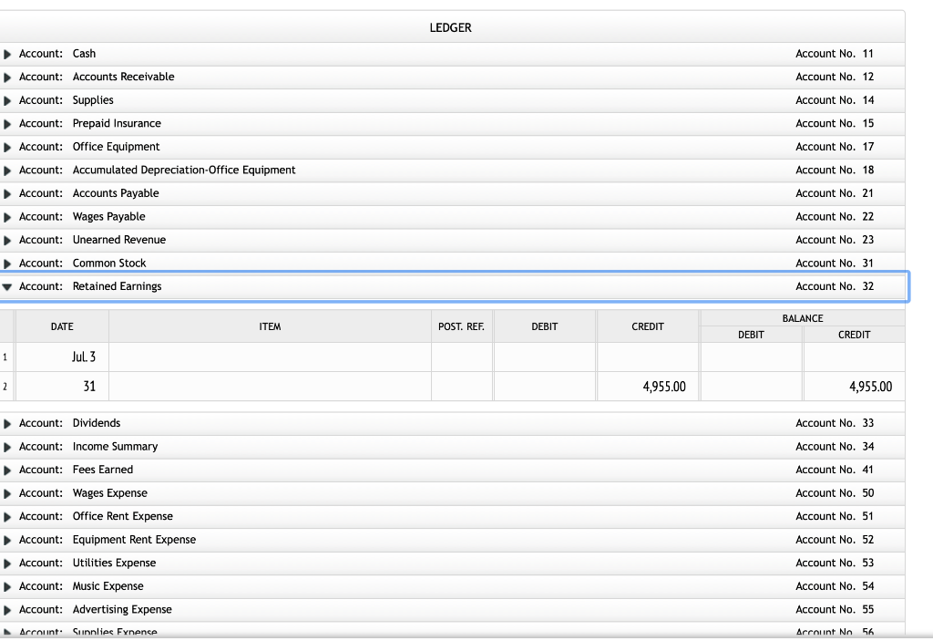 Earned 21,200.00 13 Wages Expense 2,940.00 14 Office Rent Fynence 75500 14