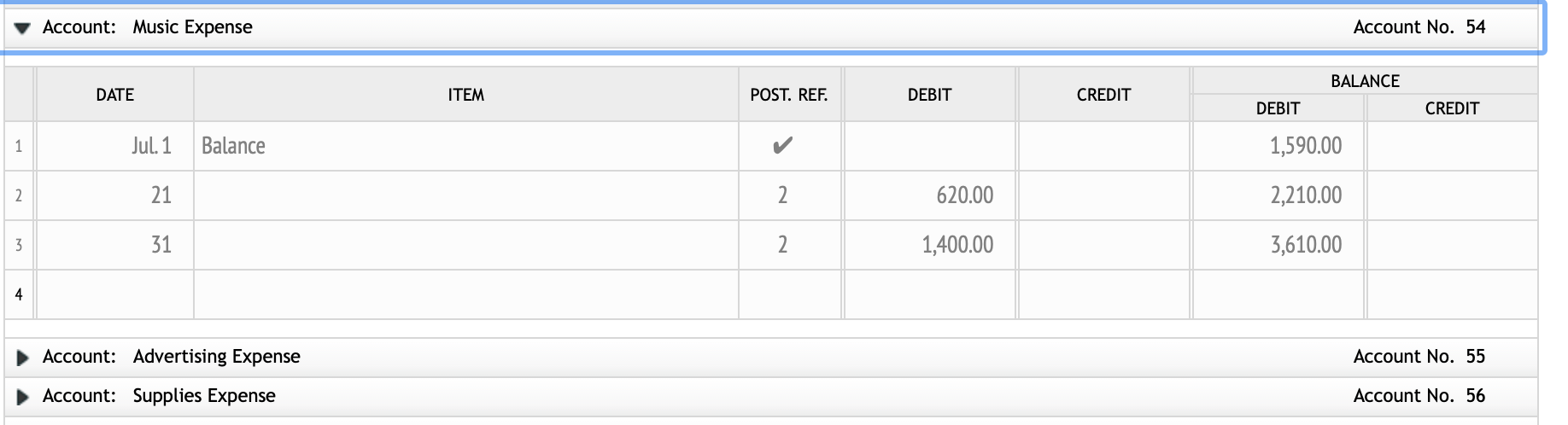 the Chart of Accounts for exact wording of account titles. B. Post