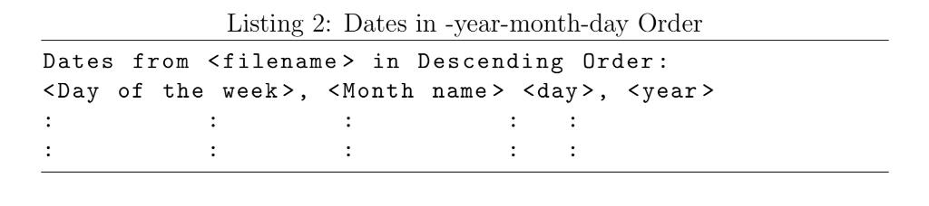 a program called DatesHeapifier consisting of only one method (function), the main.
