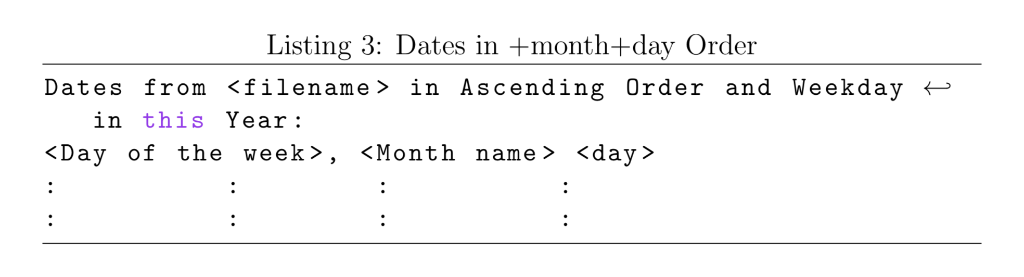 First, the program reads a list of dates, in the format mm/dd/yyyy,