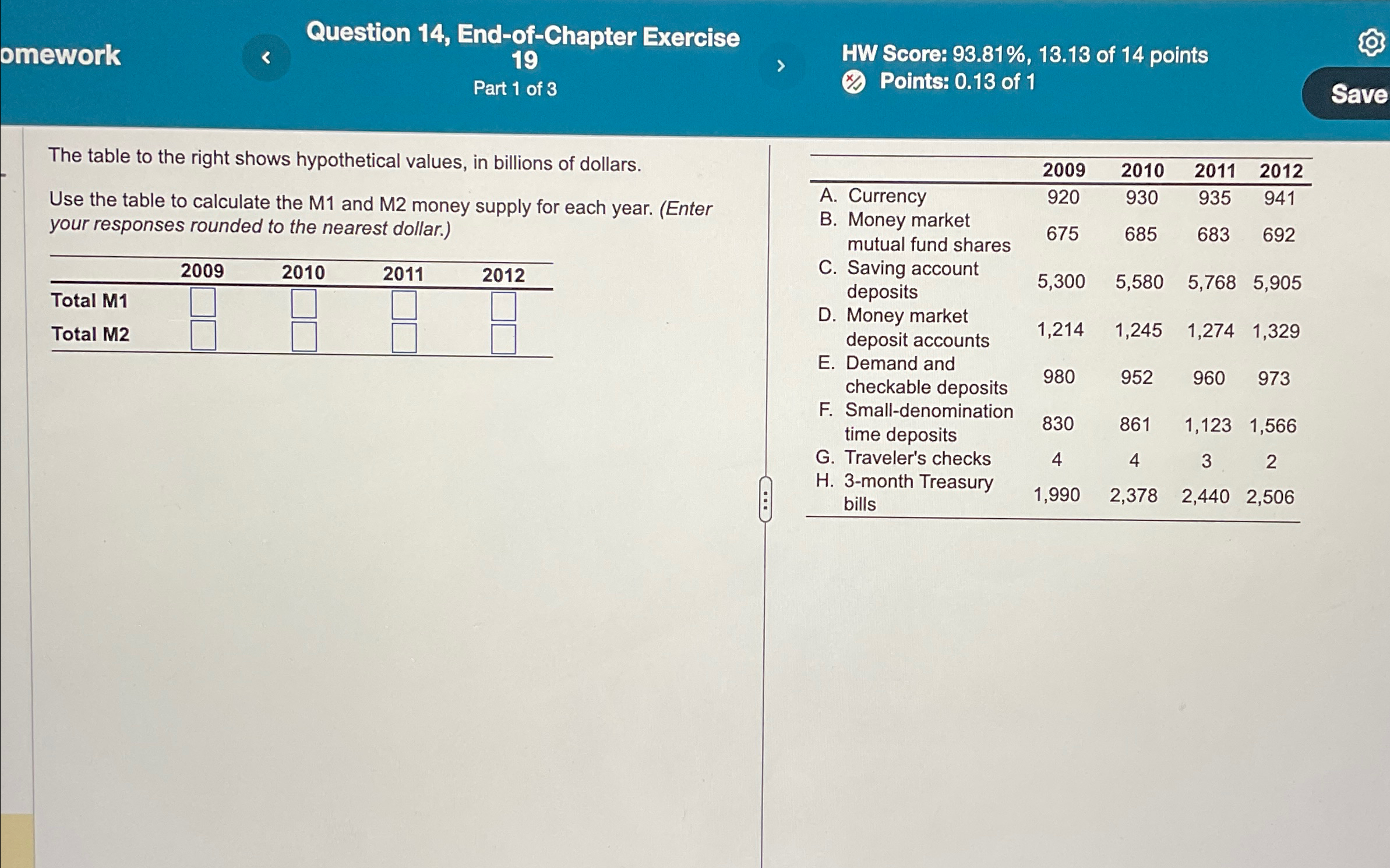  Question 14, End-of-Chapter Exercise 19 Part 1 of 3 The table