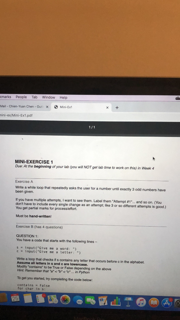 please solve the question 4 kmarks People Tab Window Help Mail -