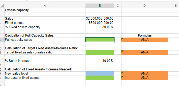  Excel Online Structured Activity: Excess capacity Open the spreadsheet and perform