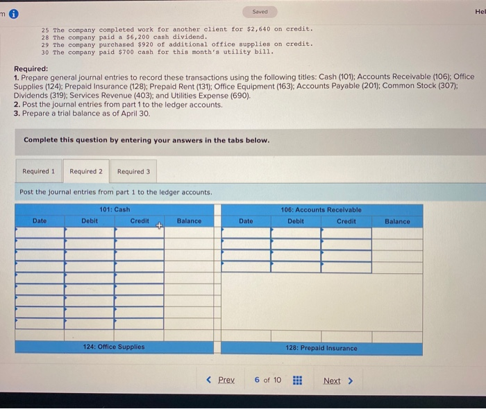 and completed the following transactions in its first month of operations. April