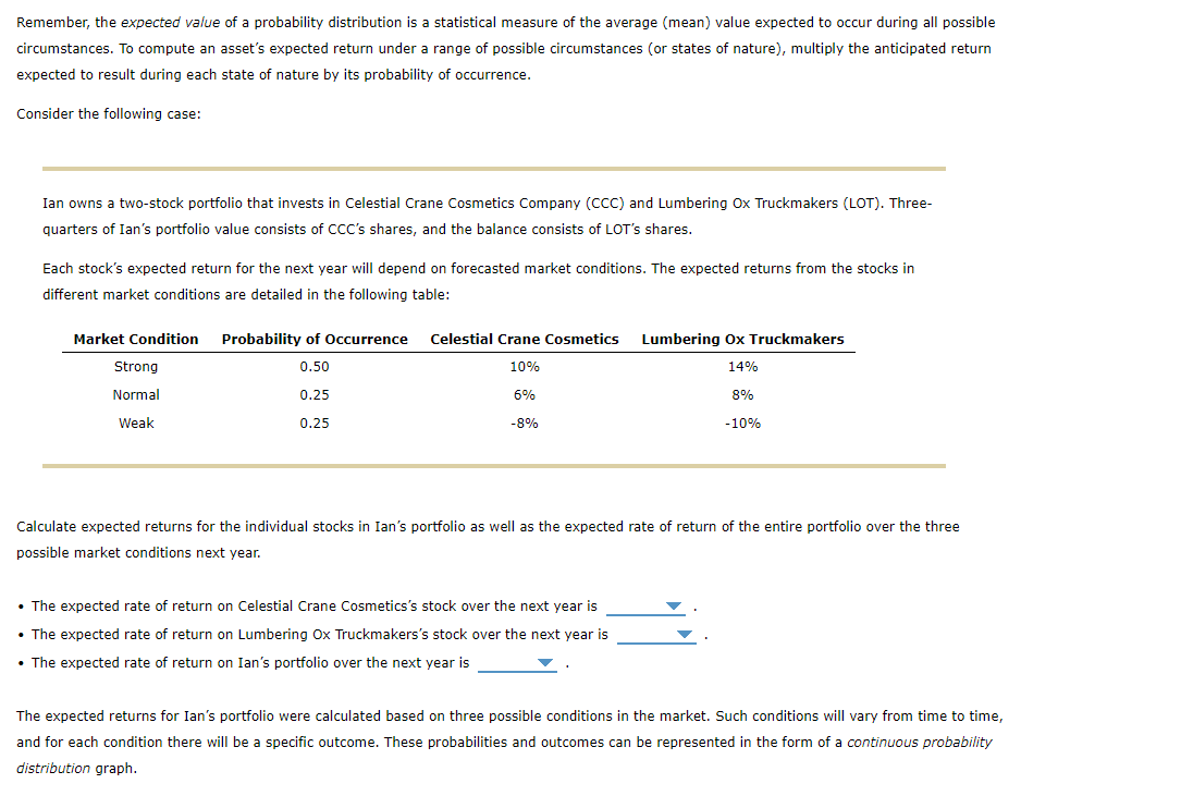 Remember, the expected value of a probability distribution is a statistical