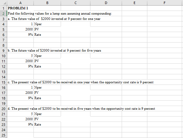  E F B D 1 PROBLEM 1 2 Find the following