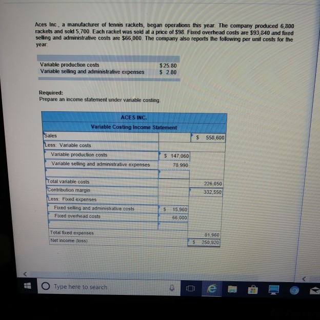 is this correct. i keep confusing myself. Aces Inc., a manufacturer