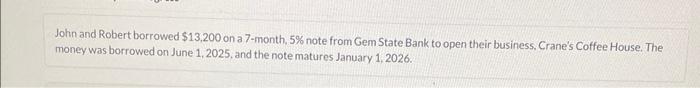  John and Robert borrowed $13,200 on a 7 month, 5% note