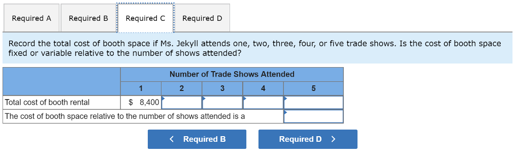 company for $210 each. Booth space at the convention hall costs $8,400