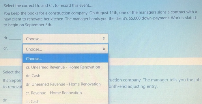 31st month-end adjusting entry. dr. Choose... . Cr. 0 Choose.. Choose... Select