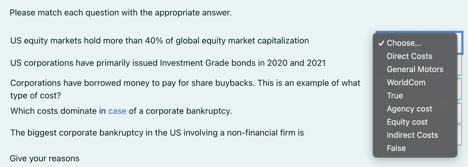 one or more questions can also have same answers. please answer carefully