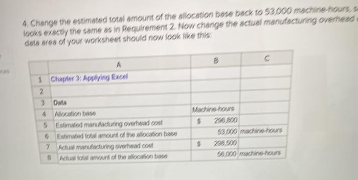 Chapter 3: Applying Excel 2 3 4 Allocation base 5 Estimated manufacturing