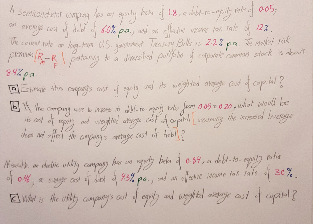 an 12% 8.4% pa. what would be company has an equity beta