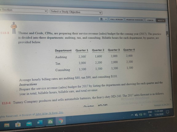  Section Select a Study Objective FLEEN PRINTER VERSION NEXT is divided
