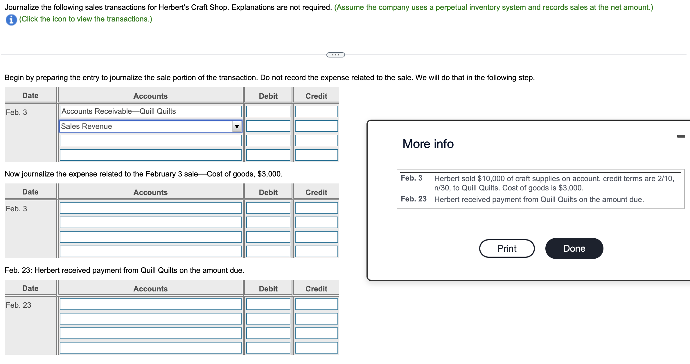  Begin by preparing the entry to journalize the sale portion of