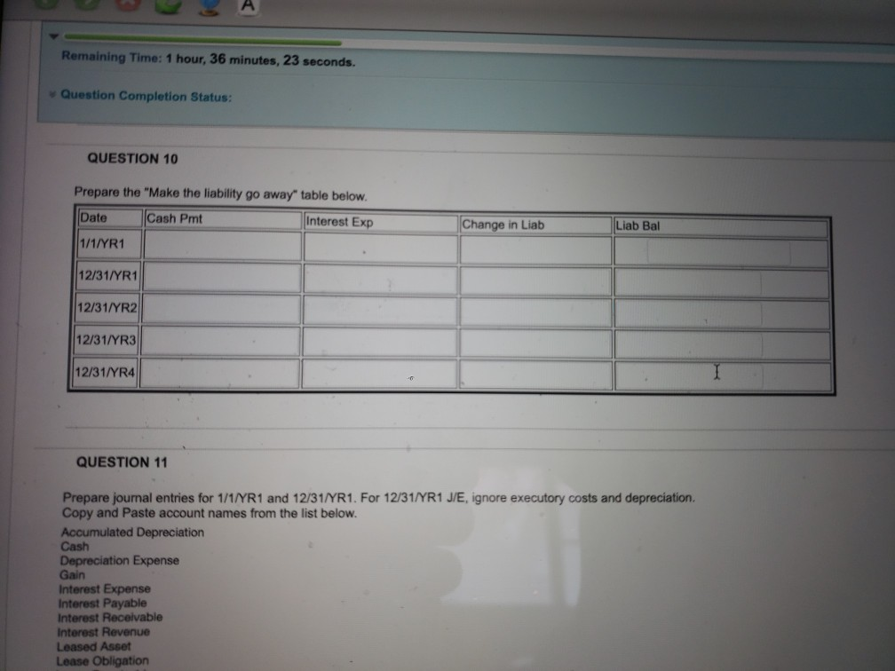 (the lessee) for four years. Data relating to this lease are provided