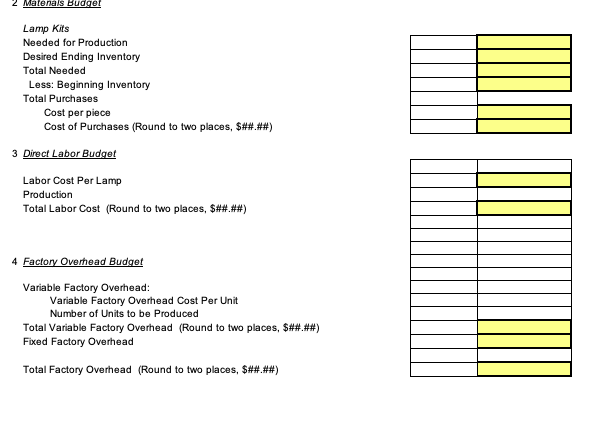 sales of 41,000 lamps at $51.00 per lamp. The company has requested
