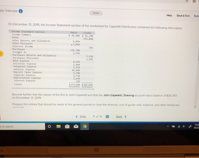  ply: Exercise 6 Help Save & Exit Sub On December 31,