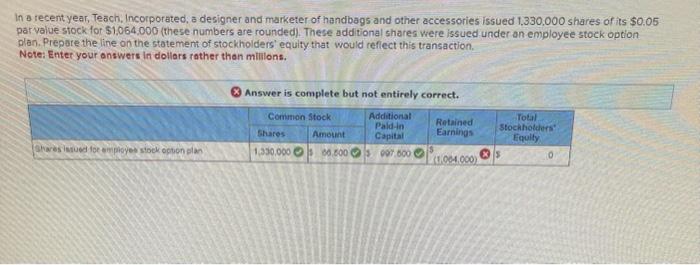  What am I doing wrong? In a recent year, Teach, Incorporated,