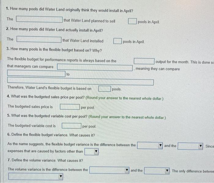 did Water Land actually install in April? 3. How many pools is