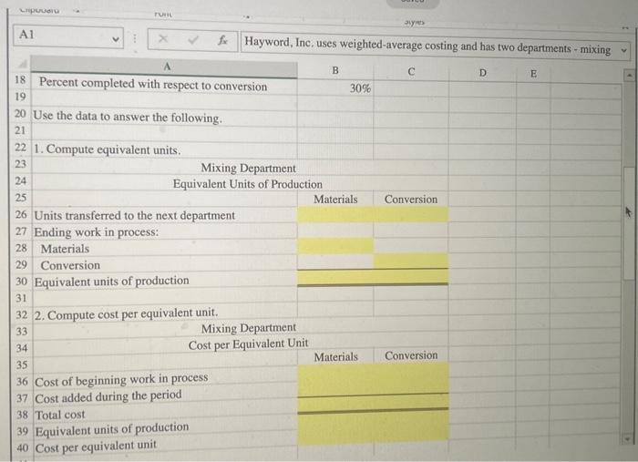 cost per equivalent unit using the weighted average method. 3. Assign costs