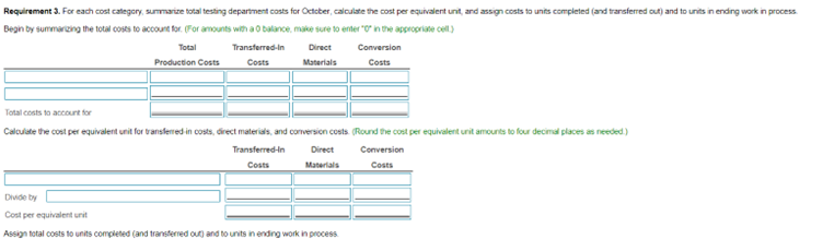 immeditely transtered to lesting As each unit is conpieted in testing it