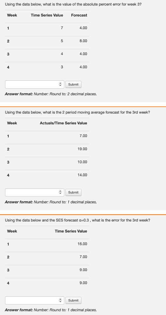  Using the data below, what is the value of the absolute