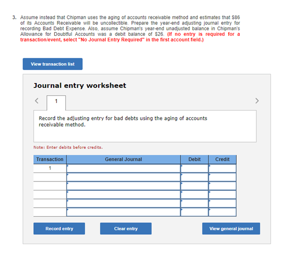 at its year-end Debits Credits $ 3,600 Accounts Receivable Allowance for Doubtful