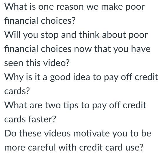 answer these questions please What is one reason we make poor financial