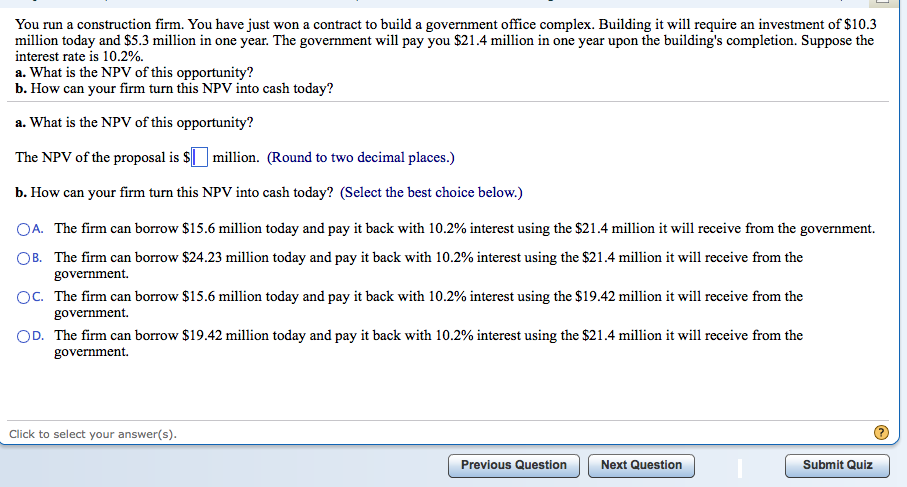 invest $104, 000 now in return for $79, 500 in one year