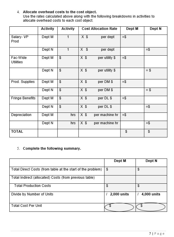 made in Department M. Product N is made in Department N. Following