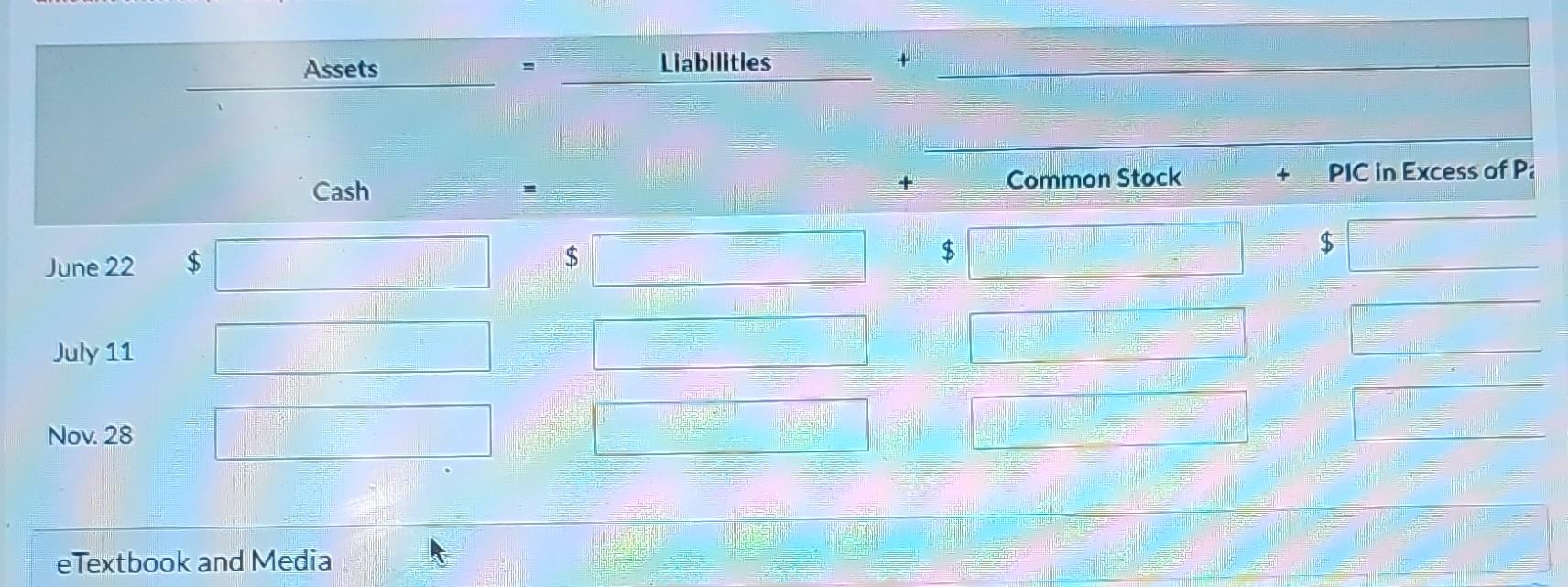 current period. June 12 Issued 87,000 shares of $1 par value common